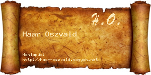 Haar Oszvald névjegykártya